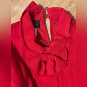 HOLIDAY sheer Red womens Top Sz 14 bow neck vintage California Spice **2 for 20*